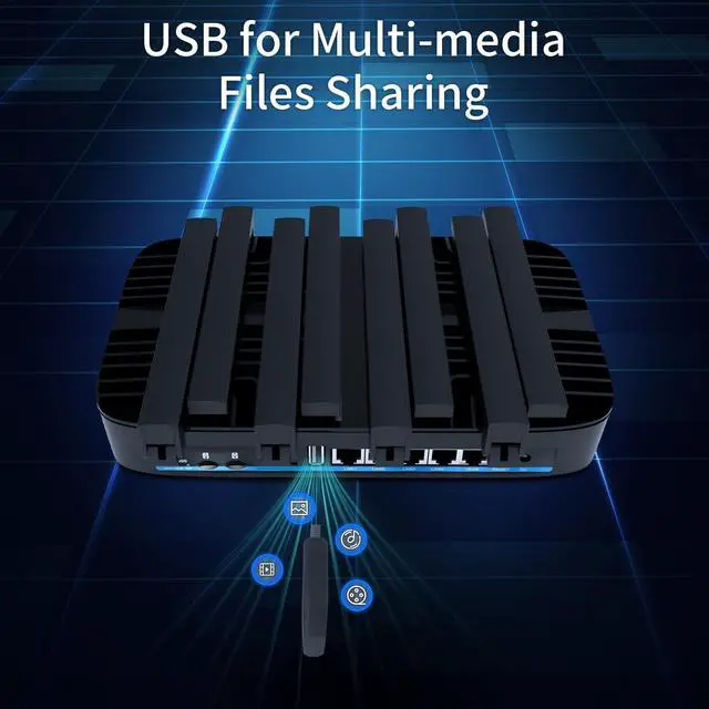 Alt view image 5 of 5 - Wiflyer AX3000 Cat9 4G LTE Router with Dual SIM Card Slot Unlocked, Dual Band WiFi 6 Cellular Router with All Gigabit Ports and USB 3.0, Z8102-M2-S-LN940