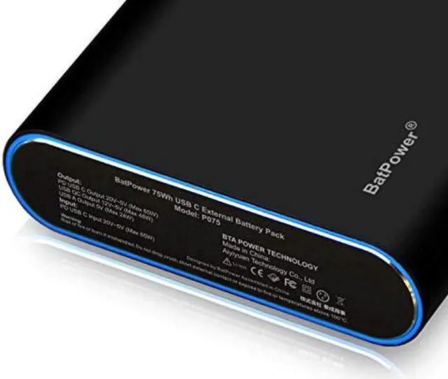 Alt view image 4 of 5 - BatPower 75Wh High Power Delivery Laptop USB C Power Bank Compatible with MacBook Pro Air USB-C Laptop Portable Charger External Battery & Slim 120W PD USB-C Adapter, USB Fast Charge tablet smartphone