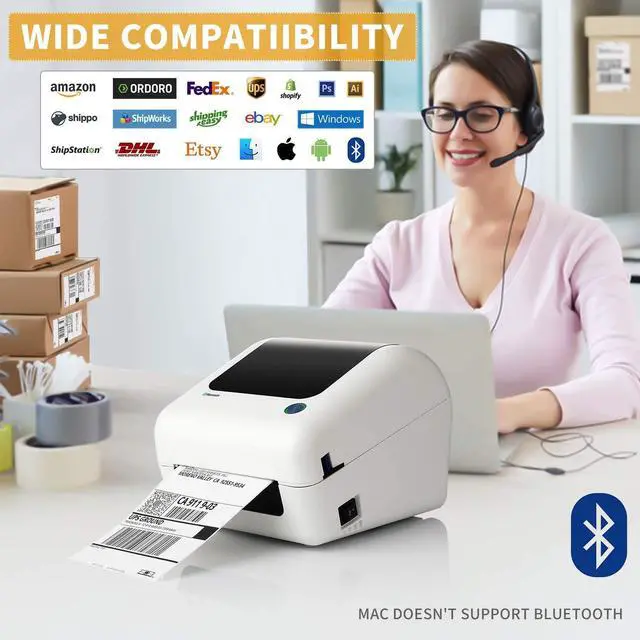 Alt view image 2 of 5 - JADENS Bluetooth Thermal Shipping Label Printer - High Speed 4x6, Bluetooth Support PC and Mobile, USB for MAC, Bluetooth for PC and Phone, Compatible with Ebay, , Shopify, Etsy, USPS Barcode