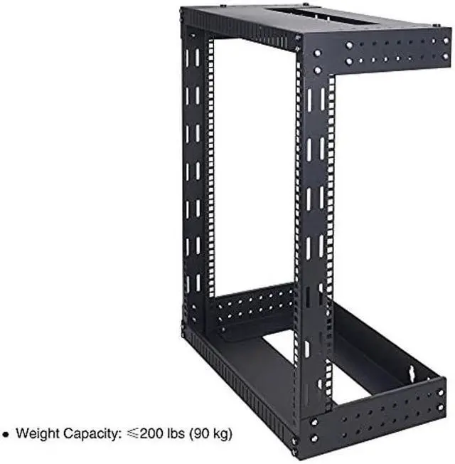 Alt view image 3 of 5 - Sound Town 2-Post 15U Wall-Mount Open Frame Server and Network Equipment Rack with Adjustable Depth 12"-20" (ST2PWOR-A15U)