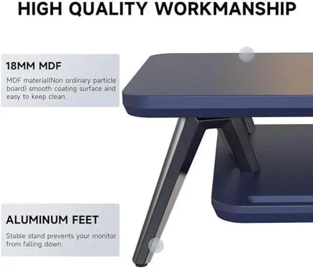 Alt view image 5 of 5 - Fenge Dual Monitor Stand, Monitor Stands Riser for 2 Monitors, 42.5 Inch Wood Desk Shelf with Storage Organizer and Cable Management for Office Desk Accessories