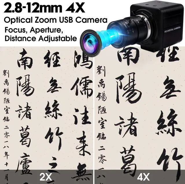 Alt view image 2 of 5 - IFWATER 4K USB Camera 2.8-12mm Varifocal Manual Lens USB Webcam,Ultra HD 4X Zoom USB Camera with IMX317 Sensor,USB PC Computer Webcam Close-up USB Cameras for Windows Linux Raspberry Pi Mac OS