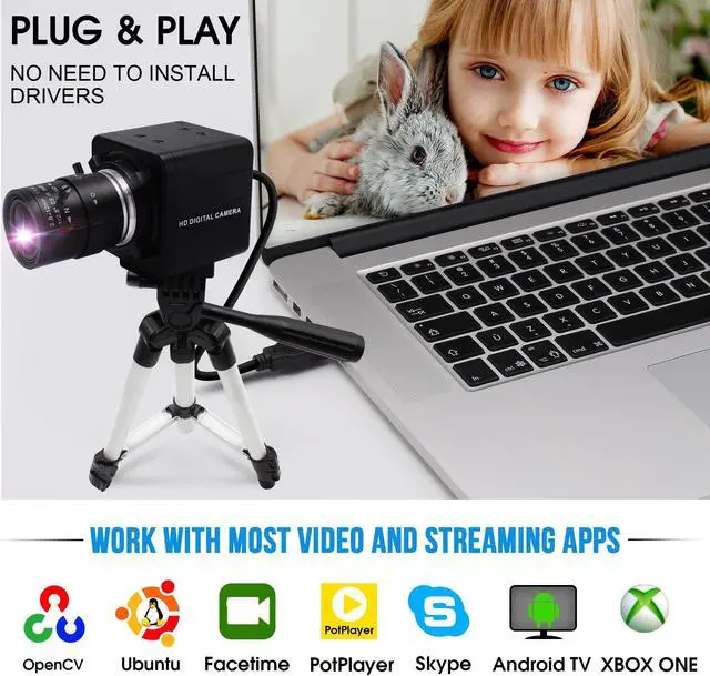 Alt view image 5 of 5 - IFWATER 4K USB Camera 2.8-12mm Varifocal Manual Lens USB Webcam,Ultra HD 4X Zoom USB Camera with IMX317 Sensor,USB PC Computer Webcam Close-up USB Cameras for Windows Linux Raspberry Pi Mac OS