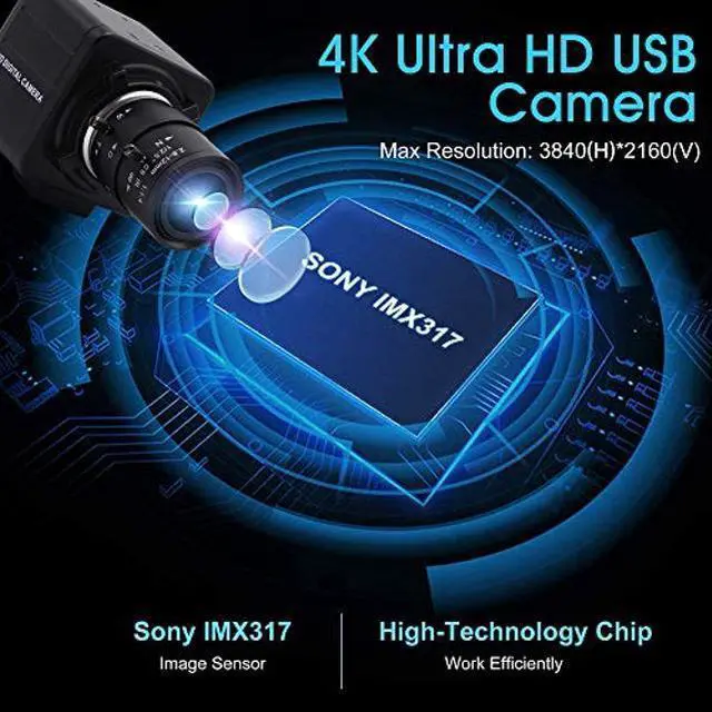Alt view image 3 of 4 - ALPCAM USB Camera 4K Ultra HD 2160P Webcam Optical Manual Wide Angle Webcam with 2.8-12mm Varifocal Lens,IMX317 Sensor USB Zoom Video Conference Camera Support OPENCV on Mac/Window/Linux