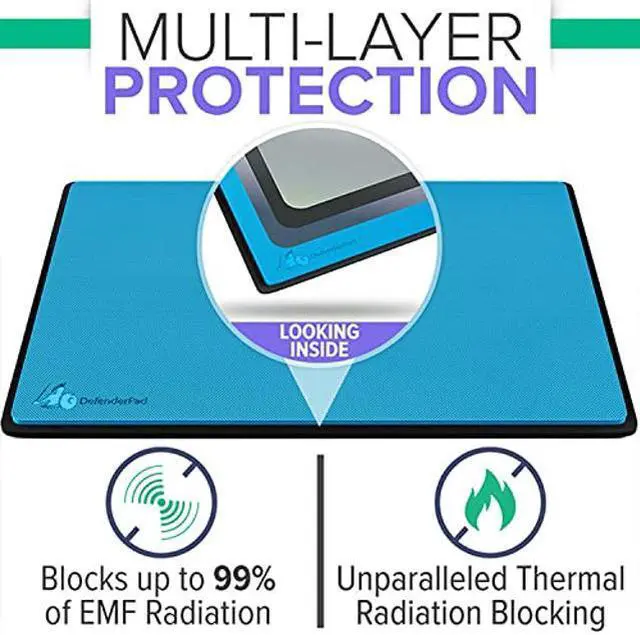 Alt view image 3 of 5 - DefenderPad Laptop EMF Radiation Protection & Heat Shield by DefenderShield - EMF Blocker Lap Pad & 5G Protector Computer Lapdesk Compatible with up to 17" Laptop, Chromebook, MacBook (Black)