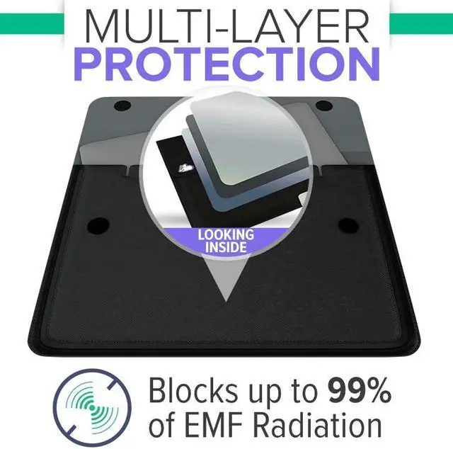 Alt view image 2 of 4 - DefenderShield EMF Protection Laptop Sleeve & 5G Radiation Blocker Case - Notebook Computer EMF Blocking Shield Cover Lap Pad (fits up to 15" Laptop, MacBook etc)