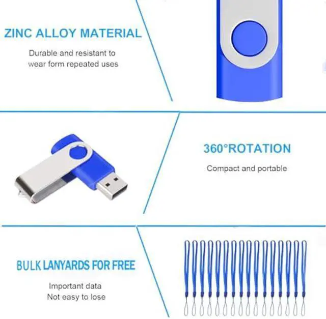 Alt view image 4 of 5 - 256MB Bulk Flash Drives 100 Pack EASTBULL USB 2.0 Flash Drives Pack 256MB Thumb Drives Bulk (Blue)