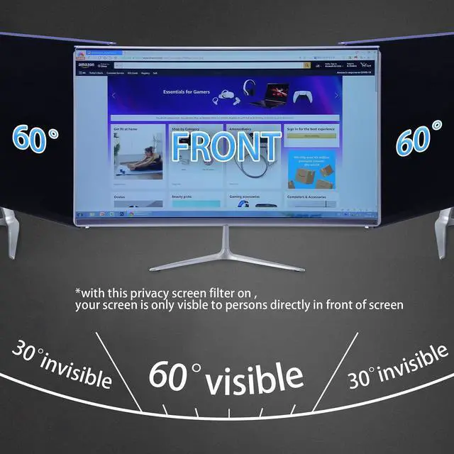 Alt view image 3 of 5 - DEJIMAX 32 Inch Computer Privacy Screen Filter Hanging, for 16:9 Widescreen Monitor Privacy Shield Screen Protector Anti Glare and Blue Light