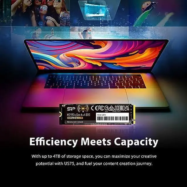 Alt view image 4 of 5 - Silicon Power 2TB US75 Nvme PCIe Gen4 M.2 2280 SSD R/W Up to 7,000/6,500 MB/s, Compatible with Playstation 5 (SP02KGBP44US7505)