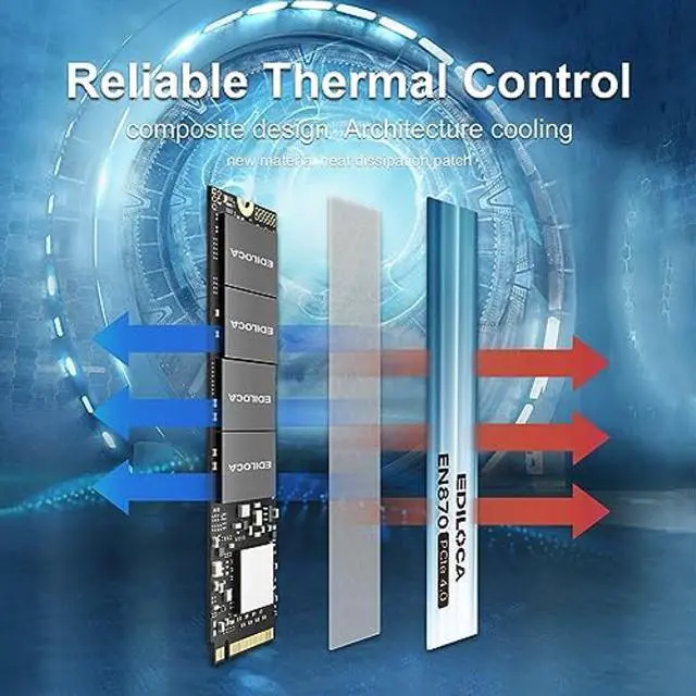 Alt view image 5 of 5 - Ediloca EN870 SSD 2TB PCIe Gen4, Up to 7450MB/s, 3D TLC NAND Flash, NVMe M.2 2280, Dynamic SLC Cache, Internal Solid State Drive, Compatible with PS5 and PC