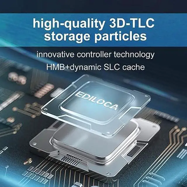Alt view image 4 of 5 - Ediloca EN870 SSD 2TB PCIe Gen4, Up to 7450MB/s, 3D TLC NAND Flash, NVMe M.2 2280, Dynamic SLC Cache, Internal Solid State Drive, Compatible with PS5 and PC
