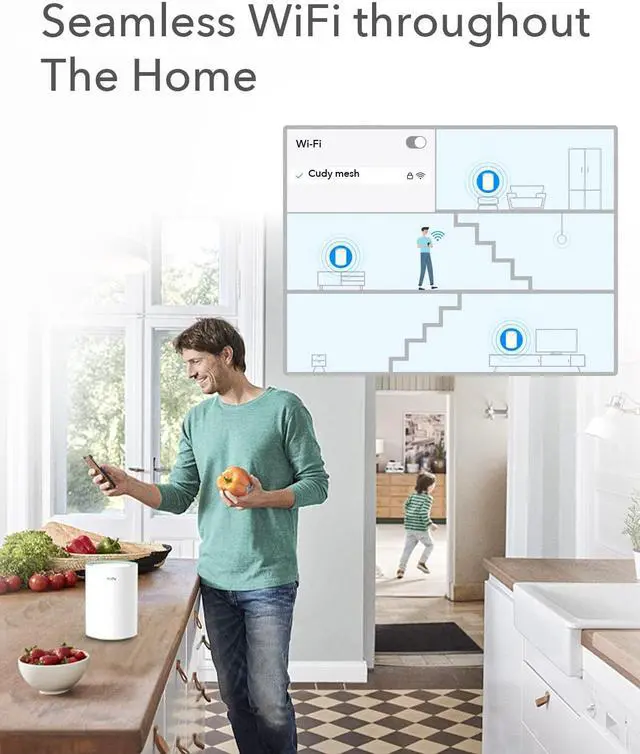 Alt view image 3 of 5 - Cudy M1300 3-Pack AC1200 Gigabit Whole Mesh WiFi System, Dual Band, WiFi Extender, High Gain Antennas, VPN, Cloudflare, Connect Up to 100 Devices