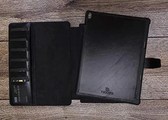 Alt view image 2 of 5 - Venito Parma Magic Tablet Wallet Compatible with iPad Mini, 2019 (5th Generation)- Handmade Leather Folio Stand Case - Rustic Black