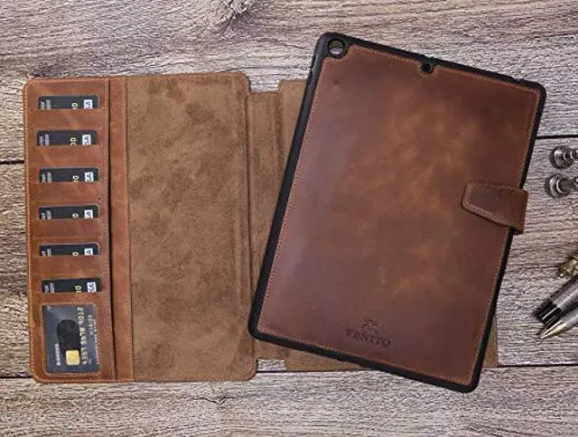 Alt view image 2 of 5 - Venito Parma Magic Tablet Wallet Compatible with iPad 10.2, 2019 (7th Generation)- Handmade Leather Folio Stand Case (Antique Brown)