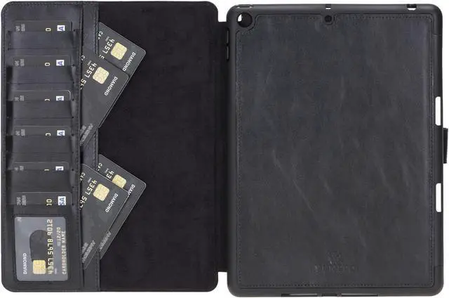 Main image of Venito Parma Magic Tablet Wallet Compatible with iPad 10.2, 2019 (7th Generation)- Handmade Leather Folio Stand Case (Rustic Black)