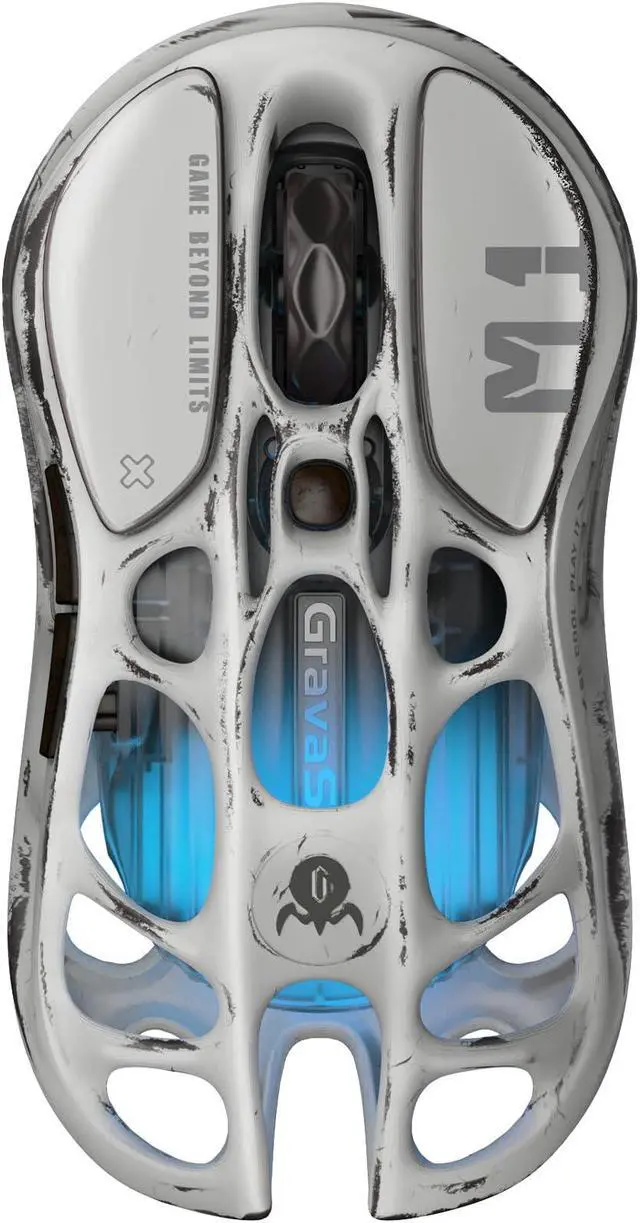 Main image of GravaStar Mercury M1 Pro Gaming Mouse, MMO Computer Gaming Mice with 4K Receiver, 26,000 DPI, 88g Lightweight Hollowed-Out Design, 5 Programmable Buttons, 5 Dynamic Lightsync RGB Modes, Silver Mist