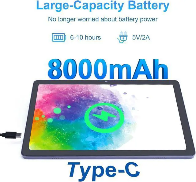 Alt view image 4 of 5 - C idea 10.1" FHD Tablet, Android 12 Tablet PC 8GB RAM 128GB ROM (1TB),1920 * 1200 Full HD Screen|2.4G/5G WiFi|8MP+13MP Camare|8000mAh Long Battery Life,2024
