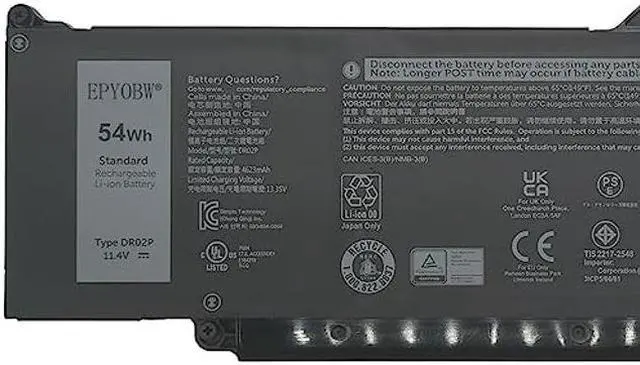 Alt view image 2 of 4 - EPYOBW DR02P Laptop Battery 54Wh 4623mAh 3-Cells 11.4V Compatible with Dell Latitude 5440 5540 / Precision 3480 3580 Series 2X1V9