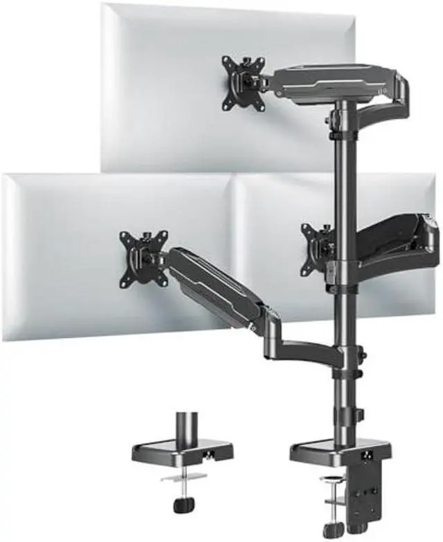 Main image of MOUNT PRO Triple Monitor Mount for Max 32" Computer Screen, Adjustable 3 Monitor Desk Mount, up to 17.6lbs Each, Gas Spring Monitor Arm with Tilt Swivel Rotation, VESA Mount 75x75/100x100mm