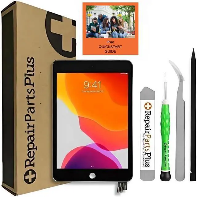 Main image of Repair Parts Plus for iPad Mini 5th Generation Screen Replacement LCD Display and Glass Touch Digitizer Premium Kit (7.9", A2126 | A2124 | A2133) + Sleep/Wake Sensor (Space Gray) + Adhesive - Black