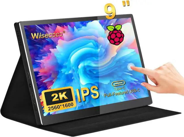 Main image of wisecoco Portable Monitor 9 inch 2K 2560 * 1600 IPS Touch Screen 73% NTSC USB C HDMI Secondary External Computer Laptop LCD Monitor for MacBook Pro Air PC Laptop Phone Xbox PS5