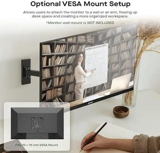 Alt view image 5 of 5 - New Mobile Pixels 23.8'' Computer Monitor, 75Hz FHD1080P IPS Monitors with VESA Mounting, Rotatable, Height/Tilt Adjustment for Ergonomic Viewing, Frameless, Anti-Glare, Gaming Monitor with FreeSync