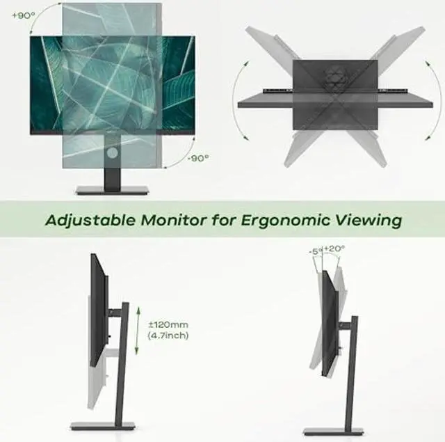 Alt view image 3 of 5 - New Mobile Pixels 23.8'' Computer Monitor, 75Hz FHD1080P IPS Monitors with VESA Mounting, Rotatable, Height/Tilt Adjustment for Ergonomic Viewing, Frameless, Anti-Glare, Gaming Monitor with FreeSync