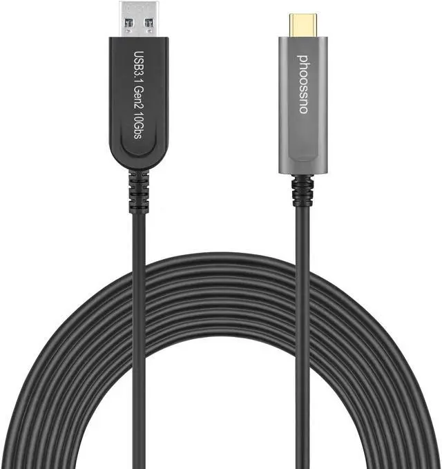 Main image of USB A to C Fiber Optical Extension Cable USB 3.1 Gen2 10Gbps 15M 50FT Compatible with Microsoft Azure Logitech Camera Aver &Vaddio & Barco ClickShare Touch Screen Kinect Oculus VR Intel RealSense