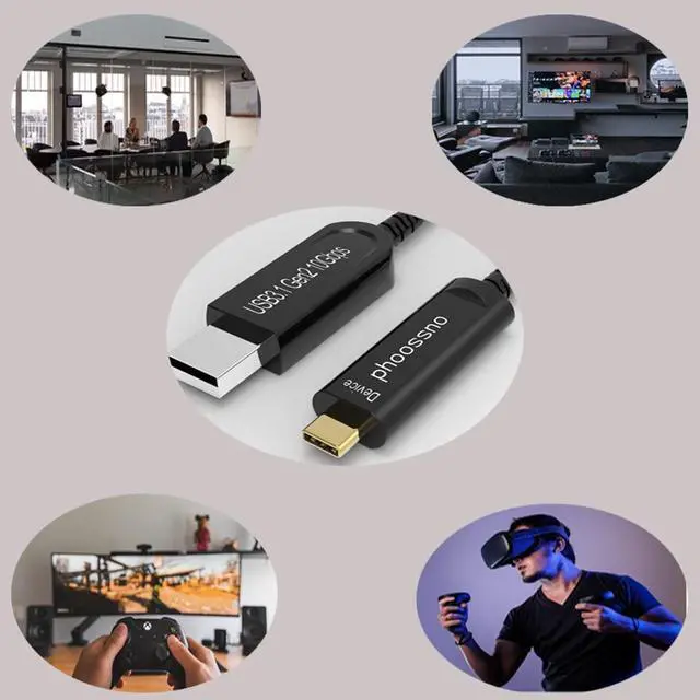 Alt view image 5 of 5 - USB A to C Fiber Optical Extension Cable USB 3.1 Gen2 10Gbps 15M 50FT Compatible with Microsoft Azure Logitech Camera Aver &Vaddio & Barco ClickShare Touch Screen Kinect Oculus VR Intel RealSense