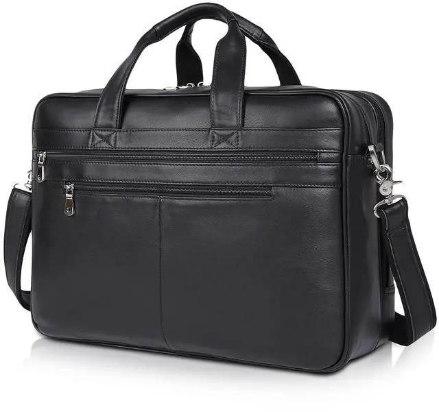 Main image of Polare 17'' Full Grain Leather Professional Briefcase Work Bag Business Case for Men Fits 15.6'' Laptop