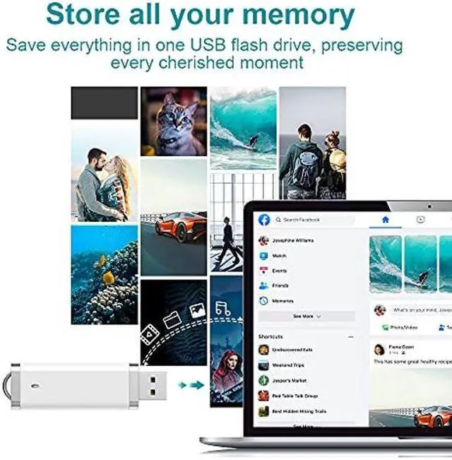 Alt view image 2 of 5 - KEXIN 50 Pack 8GB Flash Drive USB Flash Drive 8 GB Thumb Drive Pen Drive Jump Drive 8G Memory Stick Zip Drive Photo USB Stick Design in Snapcap White
