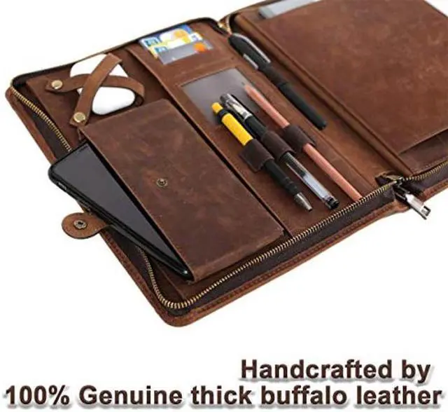 Alt view image 3 of 5 - Leather Case for ipad Pro 11" Genuine Leather Multifunctional Smart Folio with Pencil Holder Zipper Pocket for iPad 11 /iPad 10.5/10.2 inch ipad/iPad 9.7