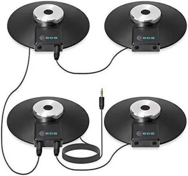 Main image of ECS WordForum 3.5mm TRS 360deg Omnidirectional Stereo Conference Microphone for PC - with Daisy Chain Option, Condenser Mic for Teleconferencing - 4 Pack