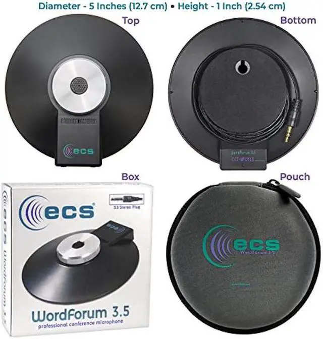 Alt view image 2 of 5 - ECS WordForum 3.5mm TRS 360deg Omnidirectional Stereo Conference Microphone for PC - with Daisy Chain Option, Condenser Mic for Teleconferencing - 4 Pack