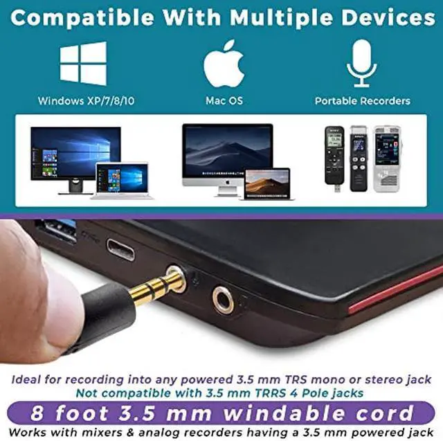 Alt view image 4 of 5 - ECS WordForum 3.5mm TRS 360deg Omnidirectional Stereo Conference Microphone for PC - with Daisy Chain Option, Condenser Mic for Teleconferencing - 4 Pack