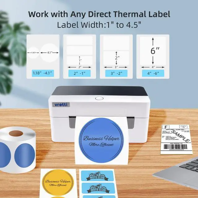 Alt view image 5 of 5 - vretti Wi-Fi Thermal Label Printer - Wireless Shipping Label Printer for Small Business & Package - D463B 4x6 Label Printer Compatible with Etsy Ebay  Shopify USPS iPhone Android Window Mac