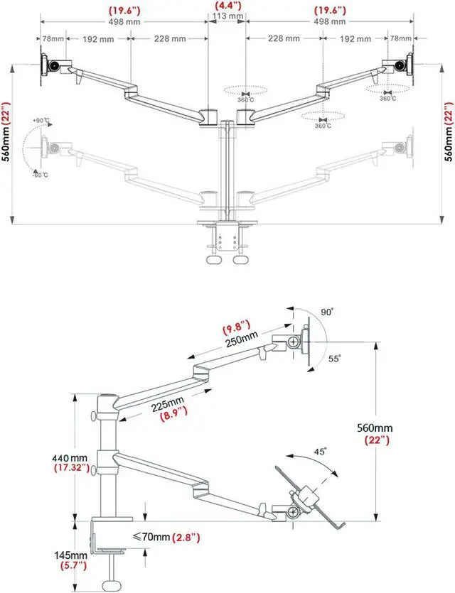 Alt view image 5 of 5 - 4 arm Height Adjustable Desk Bed Holder Mount Stand for 10 to 17 inch Laptop and Double Monitor(11-27 inc),Compatible with MacBook,Ipad Pro Ipad Air,IPad Mini, Tablets 9 to 13 inch (Black)