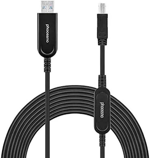 Main image of phoossno USB 3.0 A to B Extension Cable Active Optical USB 10Gbps 50ft 15m Backward USB2.1 and USB 1.1 Compatible with Camera Printer, Scanner, Game Controller, Meeting Room/Conference Room