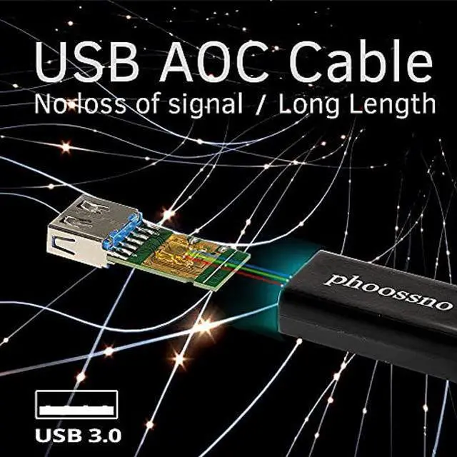 Alt view image 4 of 5 - phoossno USB 3.0 A to B Extension Cable Active Optical USB 10Gbps 50ft 15m Backward USB2.1 and USB 1.1 Compatible with Camera Printer, Scanner, Game Controller, Meeting Room/Conference Room