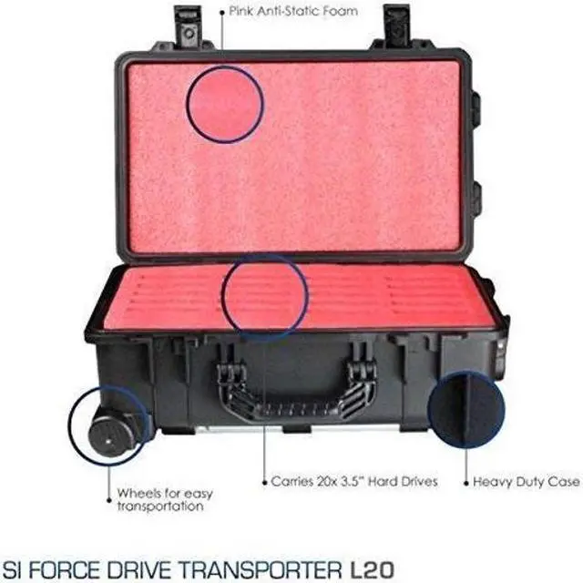 Alt view image 3 of 5 - SiForce Hard Drive Rugged Transport Case, Protect Hard Drives (L20, 20 x 3.5 inch Hard Drives)
