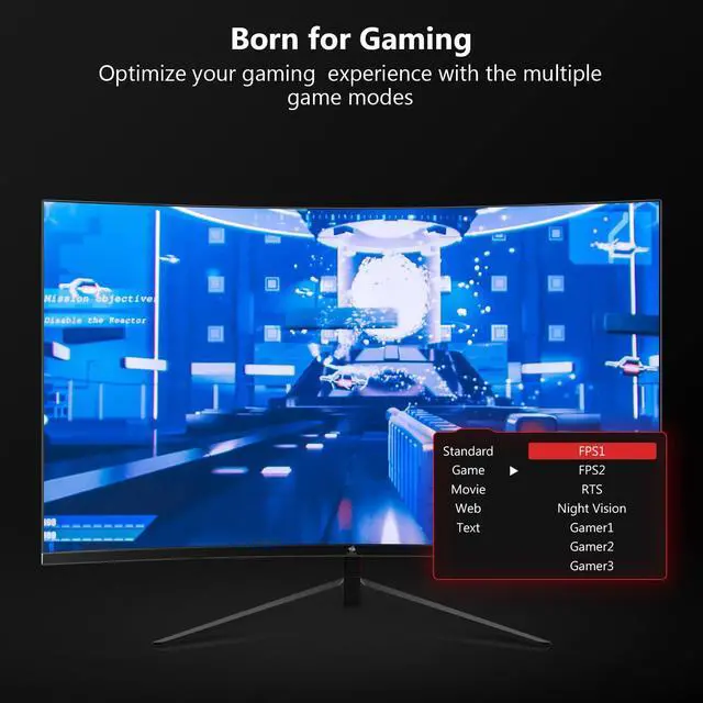 Alt view image 5 of 5 - Z-Edge 24-inch Curved Gaming Monitor 180Hz Refresh Rate, 1ms MPRT, FHD 1080 Gaming Monitor, R1650 Curved, UG24 AMD Freesync Premium Display