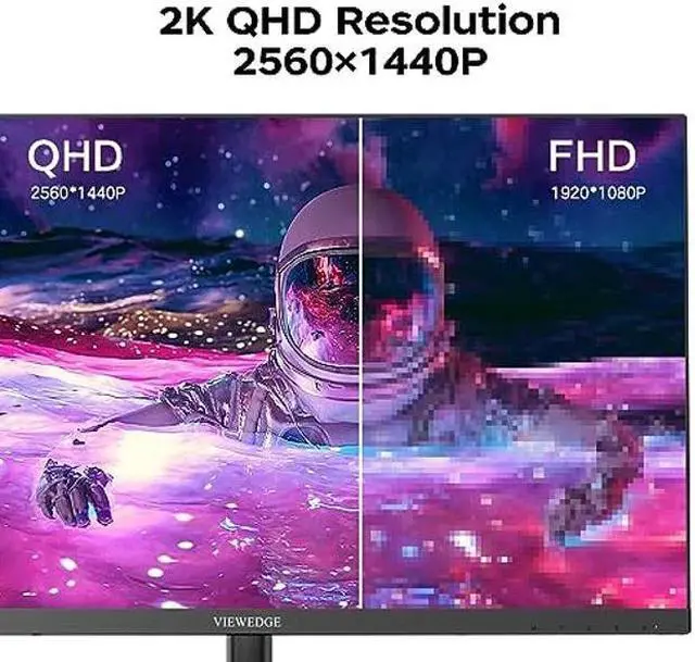 Alt view image 2 of 5 - Viewedge 27 inch Monitor with 2K 2560 x 1440p IPS Panel 75hz | Computer Monitor 27 inch QHD Featured with HDMI, DP, and VESA Wall Mountable | Best Eye Protection Monitor for Working and Gaming