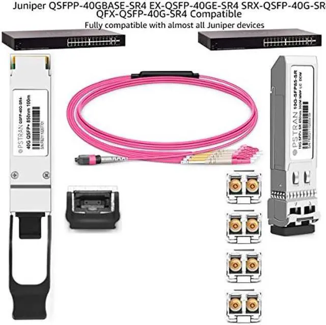 Alt view image 5 of 5 - OPSTRAN 40GBASE-SR4 QSFP+ Optical Transceiver Module Compatible for Juniper QFX-QSFP-40G-SR4 EX-QSFP-40GE-SR4 QSFPP-40GBASE-SR4 40G QSFP+ SR4 850nm 150m DDM MTP/MPO-12 MMF 4 Pack