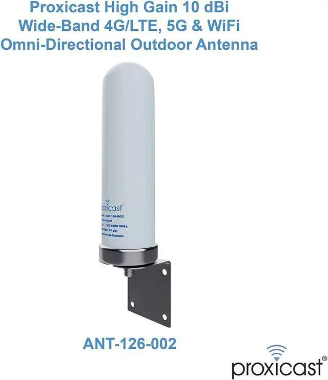 Alt view image 2 of 5 - Proxicast 10 dBi 4G/5G/WiFI Omni Antenna + 10 ft Pro-Grade Coax Cable + Free Tape Bundle (ANT-126-002-BDL-10)