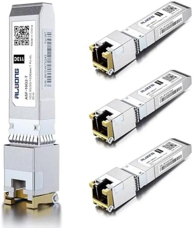 Main image of 4Pack 2.5/5/10G-T Transceiver, 10G SFP+ to RJ-45 Copper Module for Cisco SFP-10G-T-S, Ubiquiti, Meraki, Mikrotik, Netgear, D-Link, Accton, Cumulus etc. CAT.6a/CAT7, 30m.