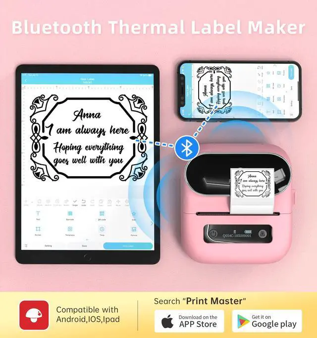 Alt view image 4 of 5 - Phomemo M220 Label Maker, 241bt Bluetooth Shipping Label Printer, Compatible with Android and iOS Phone & Laptop