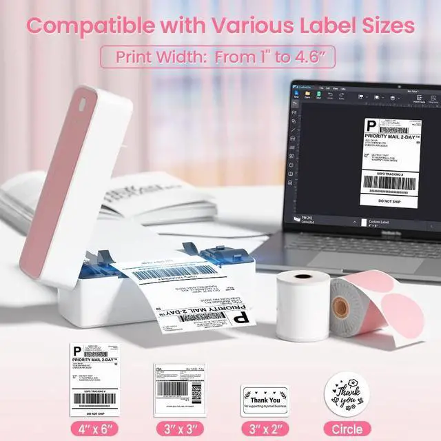 Alt view image 3 of 5 - Phomemo M220 Label Maker, 241bt Bluetooth Shipping Label Printer, Compatible with Android and iOS Phone & Laptop