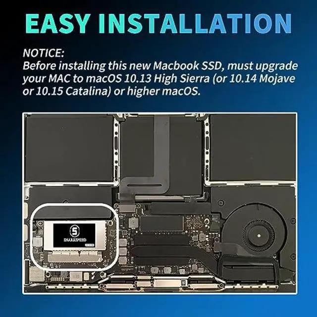 Alt view image 4 of 5 - SHARKSPEED SSD 1TB NVMe Replacement for MacBook Pro Retina 13" A1708 (Late 2016, Mid 2017) EMC 2978/3164 Non-Touch Bar Models M.2 PCIe Gen3.0x4