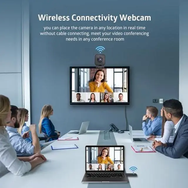 Alt view image 2 of 5 - TOALLIN 1080P HD Wireless Webcam for PC, Built-in Noise-Canceling Microphone, Wireless Computer Camera for Video Conferencing, Live Streaming and Online Video Calls