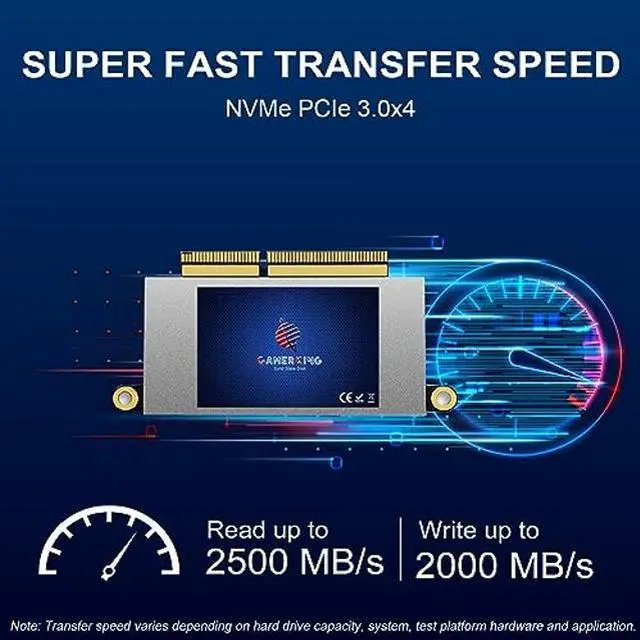 Alt view image 2 of 5 - GAMERKING 1TB NVMe SSD for MacBook Pro Retina 13" A1708 2016 2017 Non-Touchbar, 3D NAND TLC PCIe Gen3.0x4 High Performance Internal M.2 SSD (Original Interface)